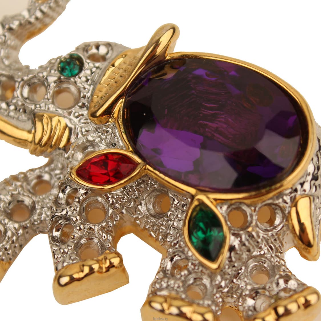 실버&골드 콤비 컬러 스톤 코끼리 브로치 상품이미지4