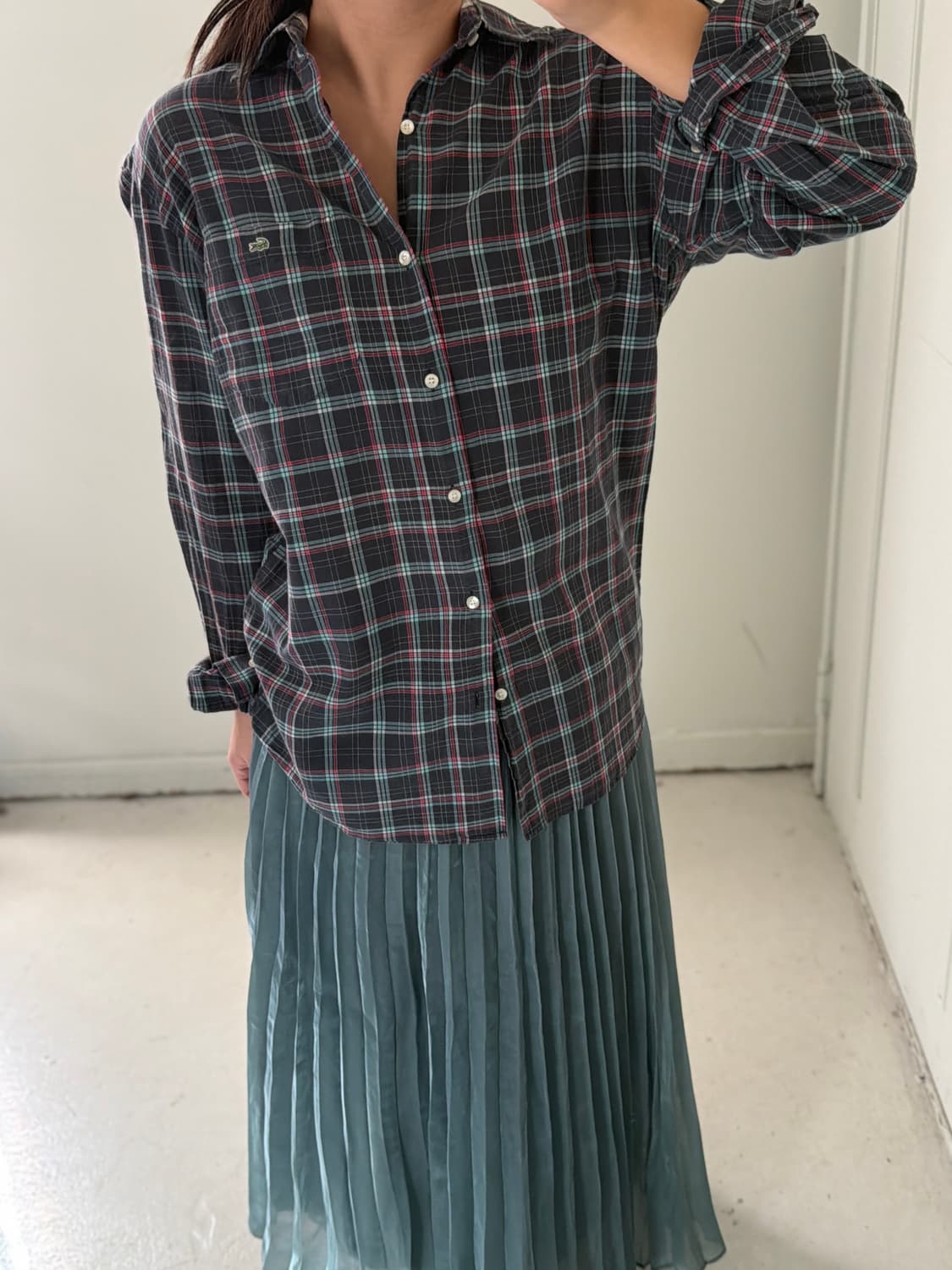 일본빈티지 라코스테 체크 셔츠 상품이미지2