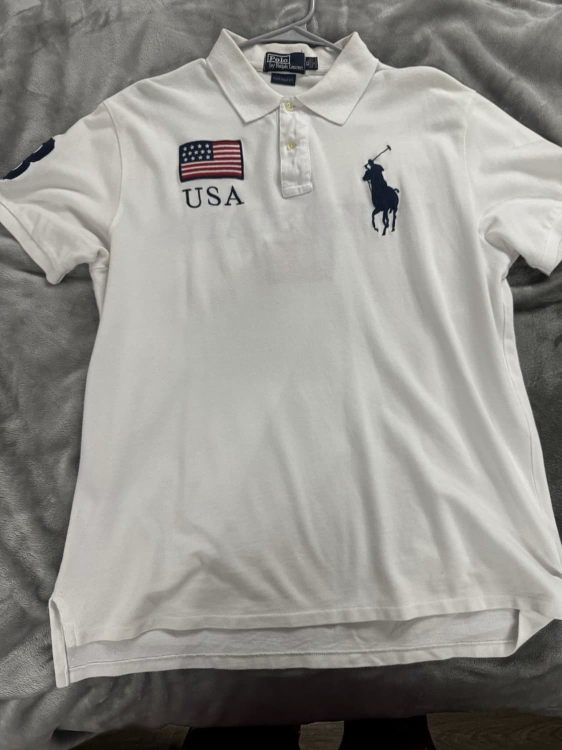 폴로 랄프 로렌 폴로 랄프 로렌 USA 성조기 빅포니 카라 반팔티 화이트 상품이미지1