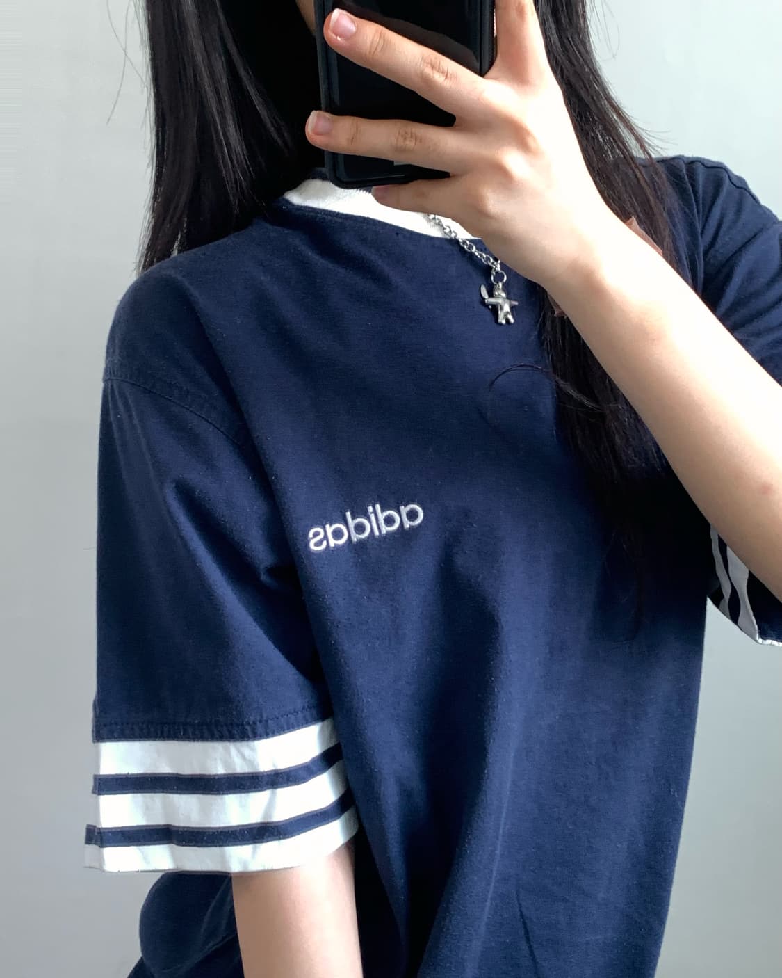 Adidas 올드아디다스 네이비 3-스트라이프 티셔츠  상품이미지2