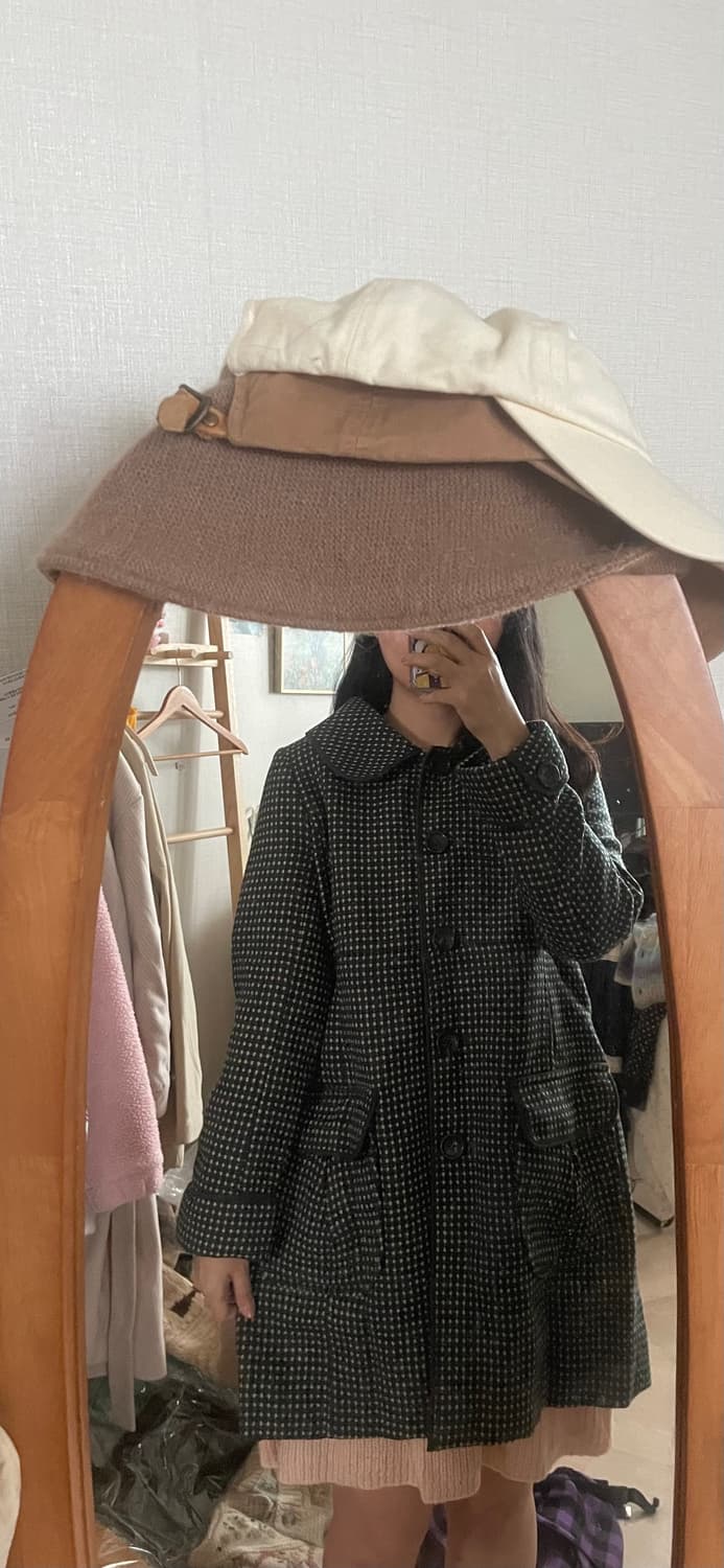 모리걸 빈티지 도트패턴 퍼코트 상품이미지5