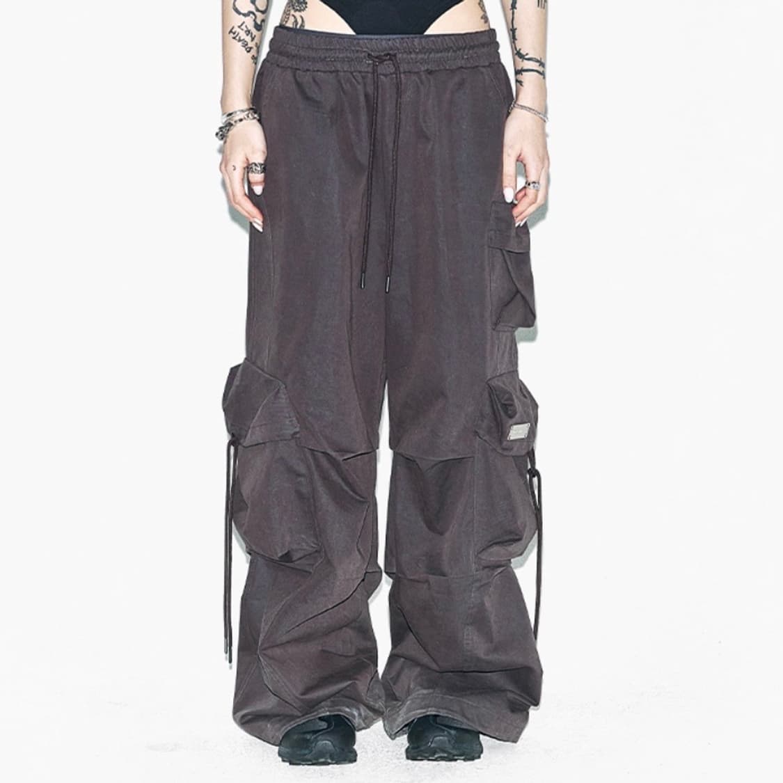 와이이이엘 포켓와이드밴딩팬츠 / 다크그레이 상품이미지1