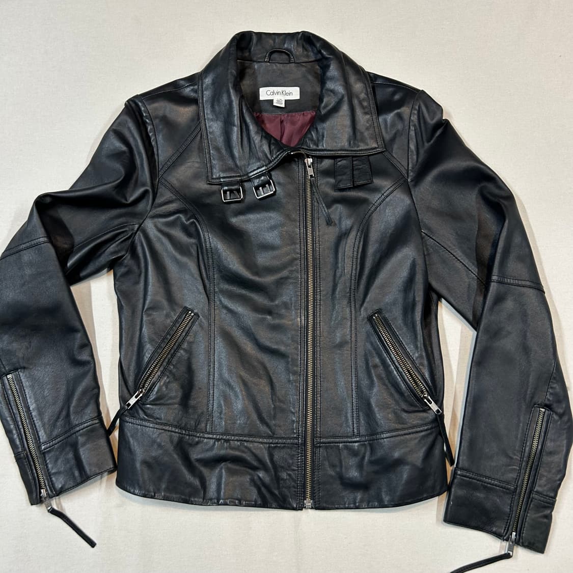 L) 캘빈클라인 양가죽 벨티드 레더 자켓 상품이미지2