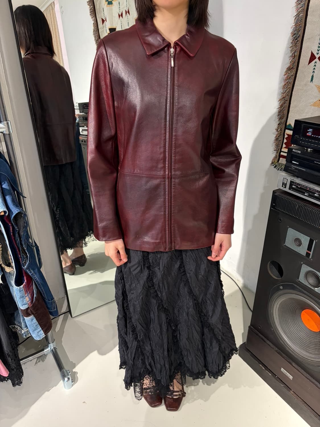  ESSEX 버건디 레더 자켓 상품이미지2