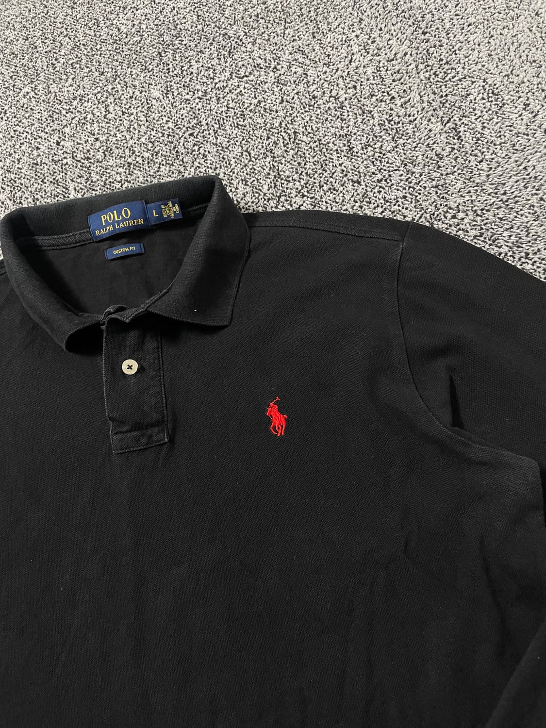 빈티지9. 폴로랄프로렌 셔츠 피케티 롱 슬리브 긴팔 티셔츠 블랙 레드자수 상품이미지2