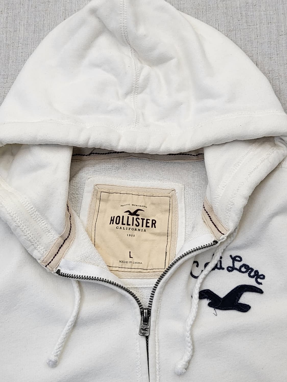 홀리스터 Cali Love 흰색 후드집업 L 상품이미지3