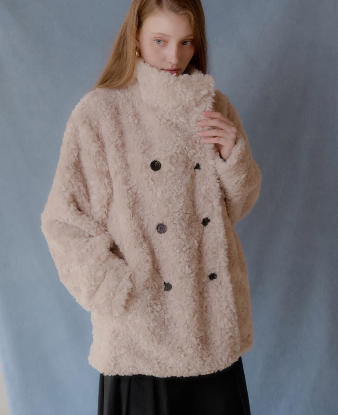 레터프롬문 시프티 더블 버튼 퍼 자켓 베이지 상품이미지2