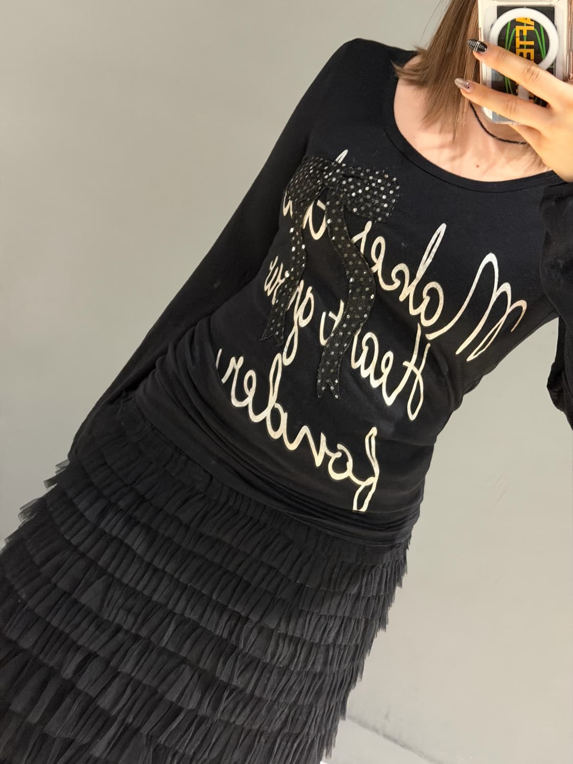 ribbon point lettering long sleeve 상품이미지3