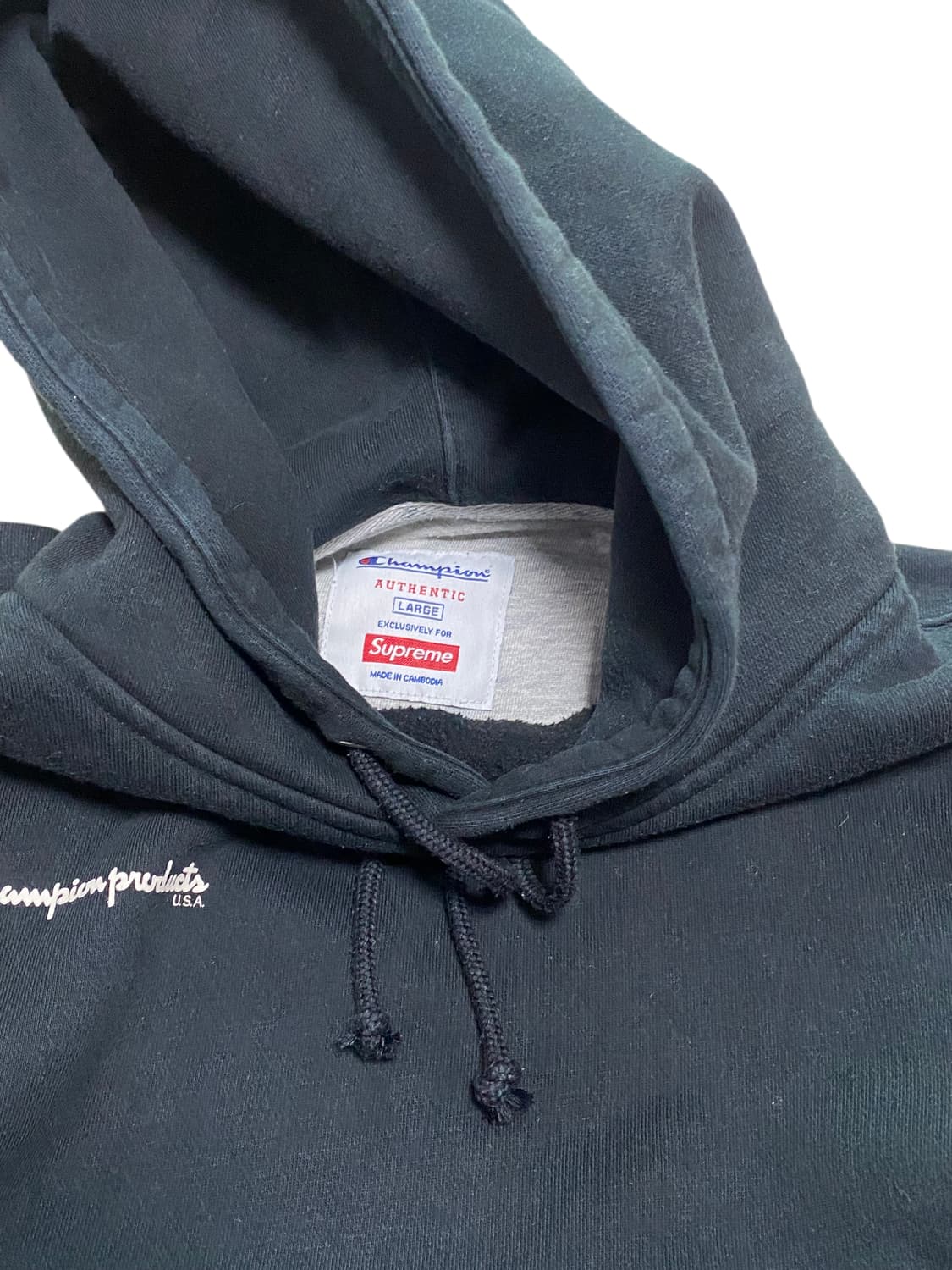 챔피온 x 슈프림 후드티 블랙 L 상품이미지3