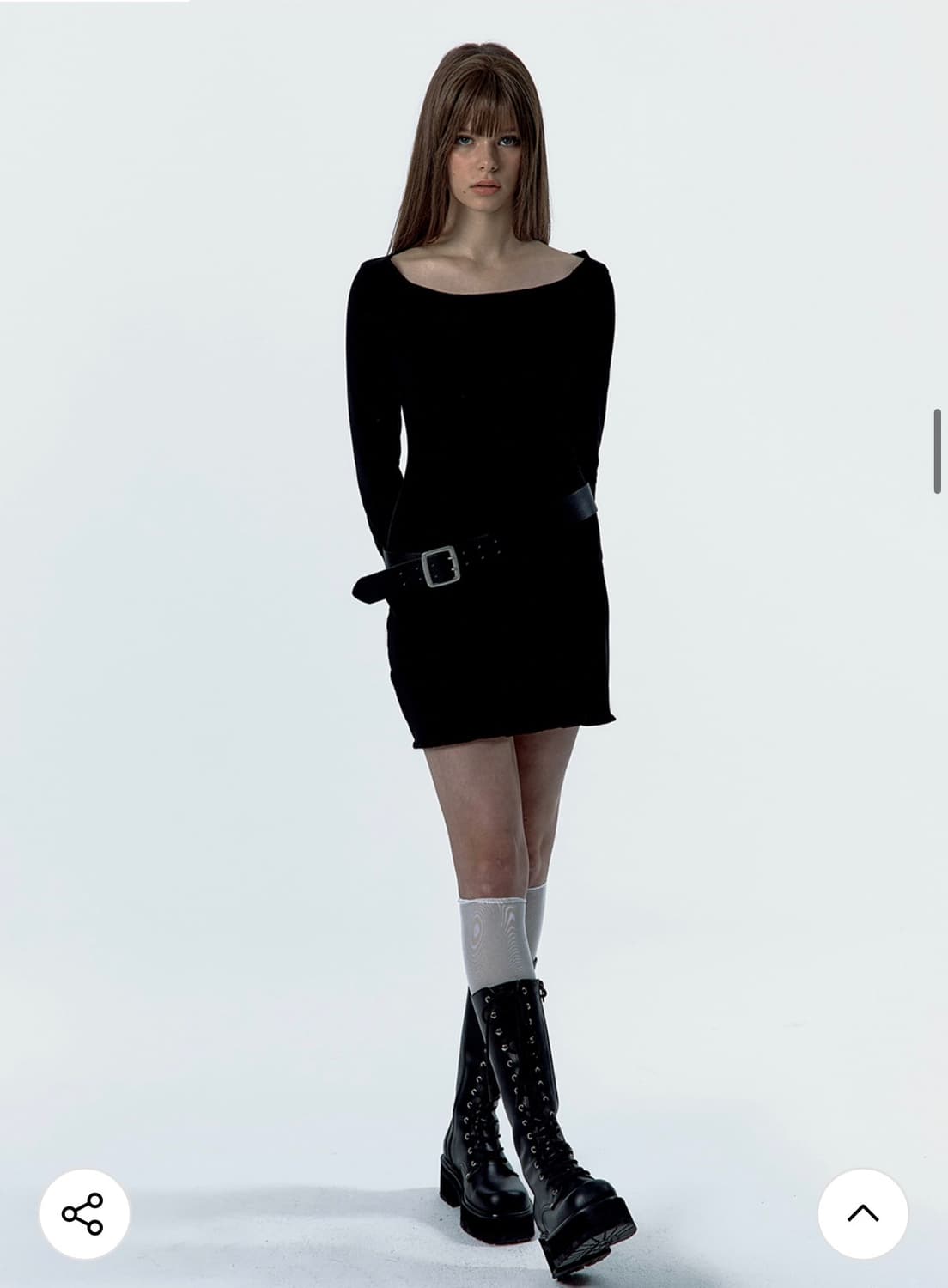 러프넥 롱슬리브 니트 탑 드레스 상품이미지7