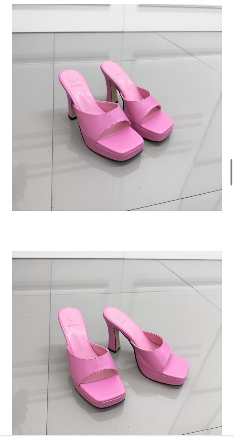 라이크에스 사각코 스퀘어 청키 가보시 뮬 슬리퍼힐 샌들 235 상품이미지6