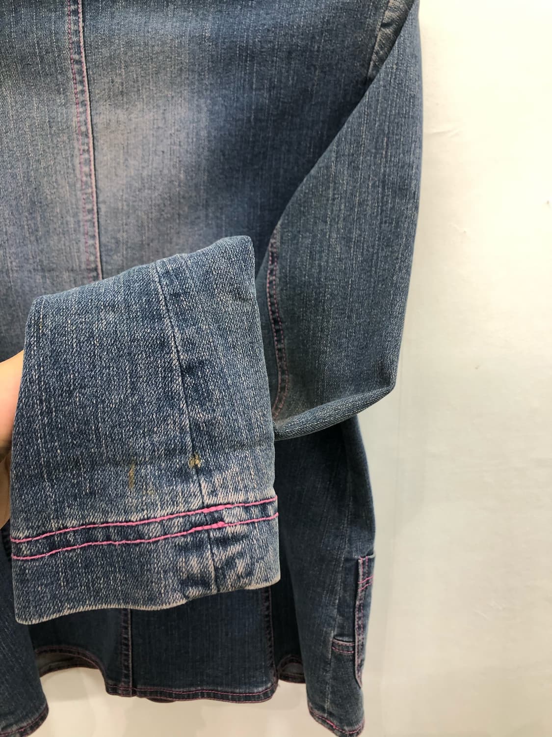 pink stitch butterfly denim jackek 상품이미지6