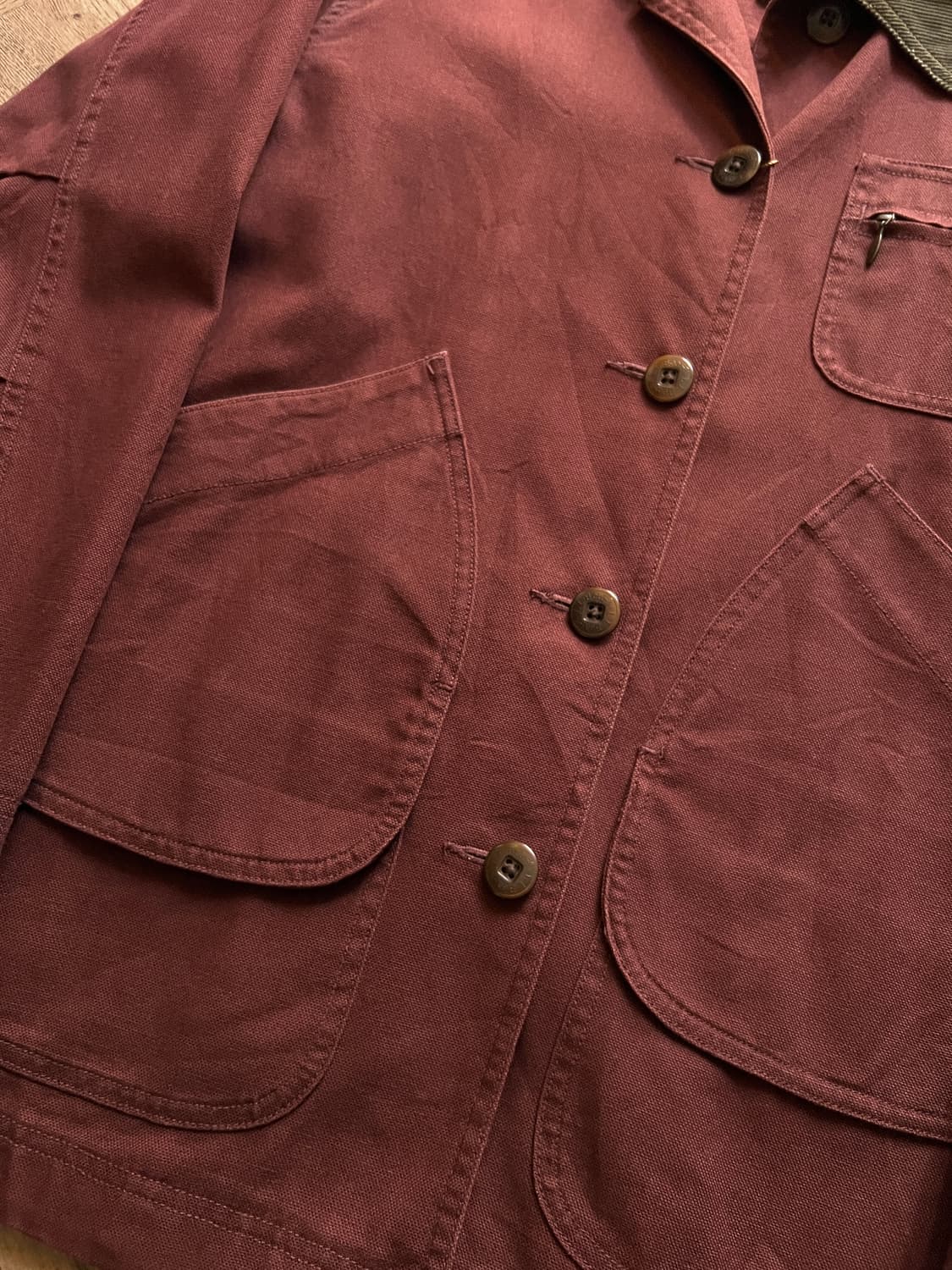 [M]엘엘빈 USA 체크 라이닝 버건디 캔버스 헌팅 자켓 상품이미지4