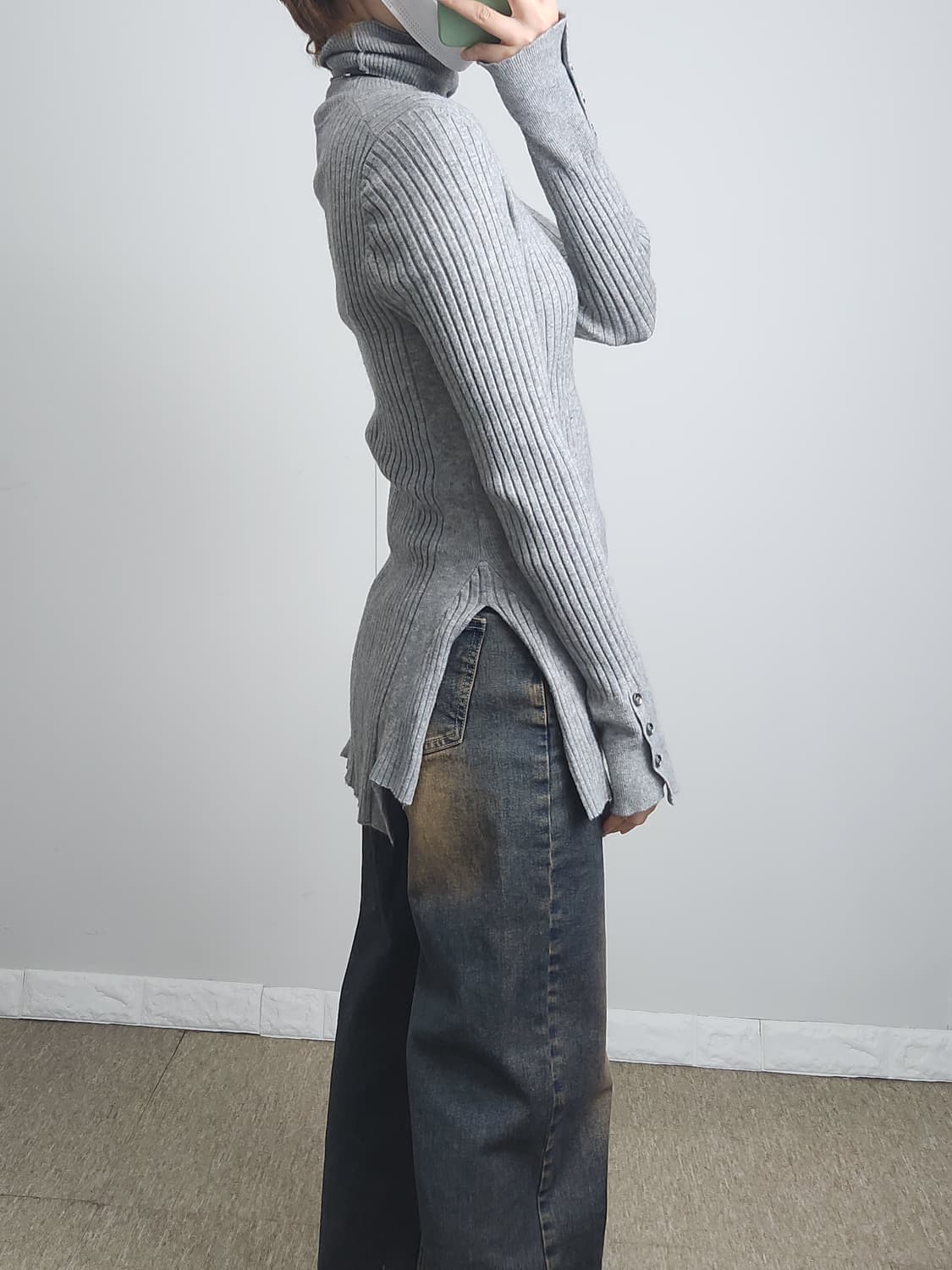 (지고트)골지 트임 니트 상품이미지3