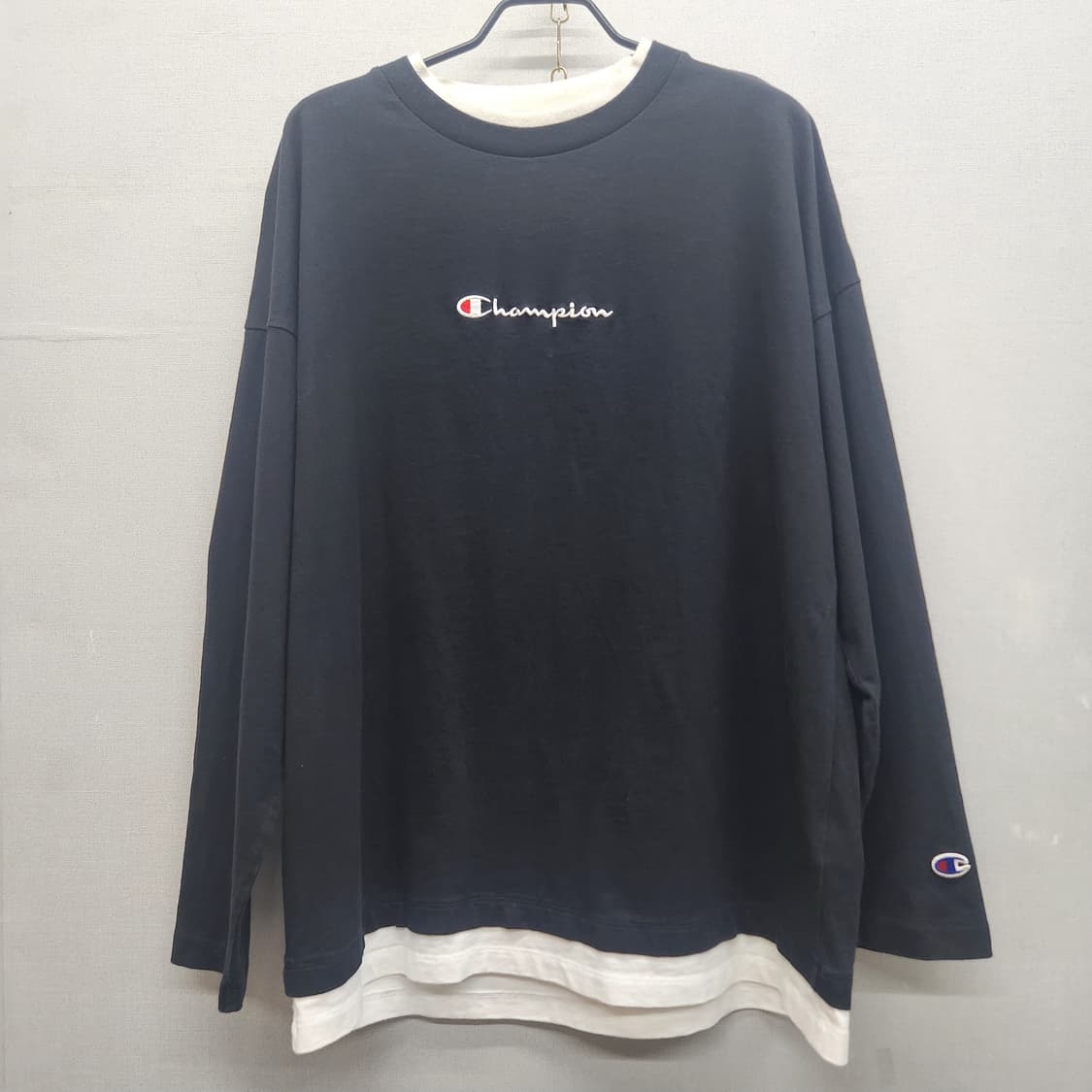 챔피온 센터 로고자수 레이어드 롱슬리브 L 상품이미지1