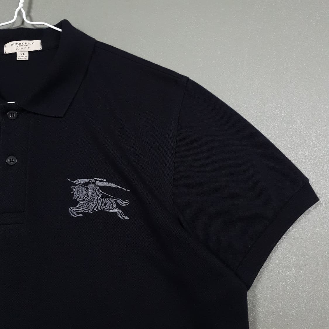 XL) 버버리 크레스트 기사 빅로고 반팔 카라티 폴로 피케 셔츠 블랙 상품이미지2