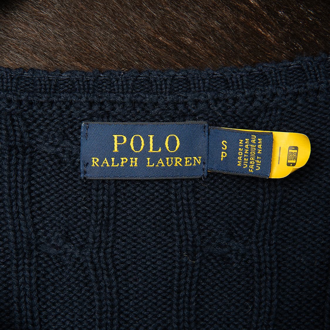 [여성 55] 폴로 랄프로렌 코튼 브이넥 케이블 니트 네이비  상품이미지4