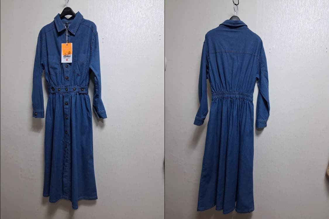 여성 긴팔 청롱원피스 새제품상태 5566
 상품이미지3