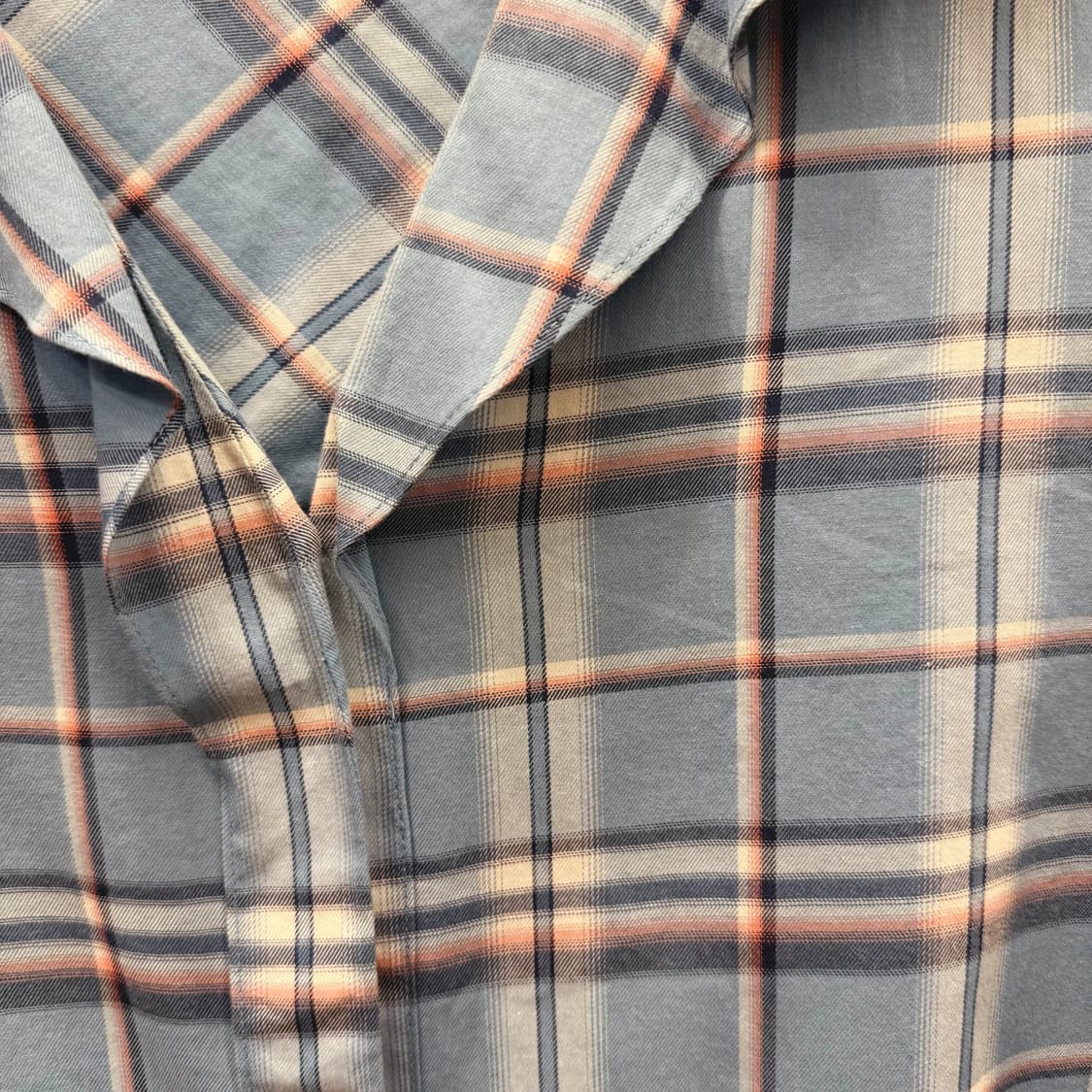 시스템 오픈카라 체크 셔츠 히든 버튼 플래킷 컬러 배색 블루 상품이미지6