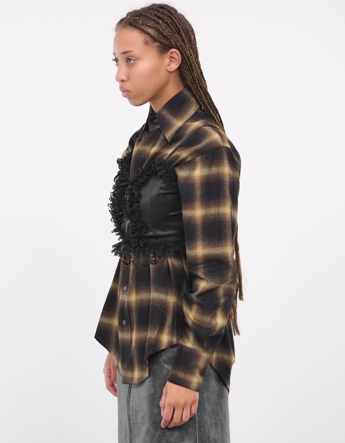 바퀘라 란제리 버튼다운 레이어드 셔츠 상품이미지2