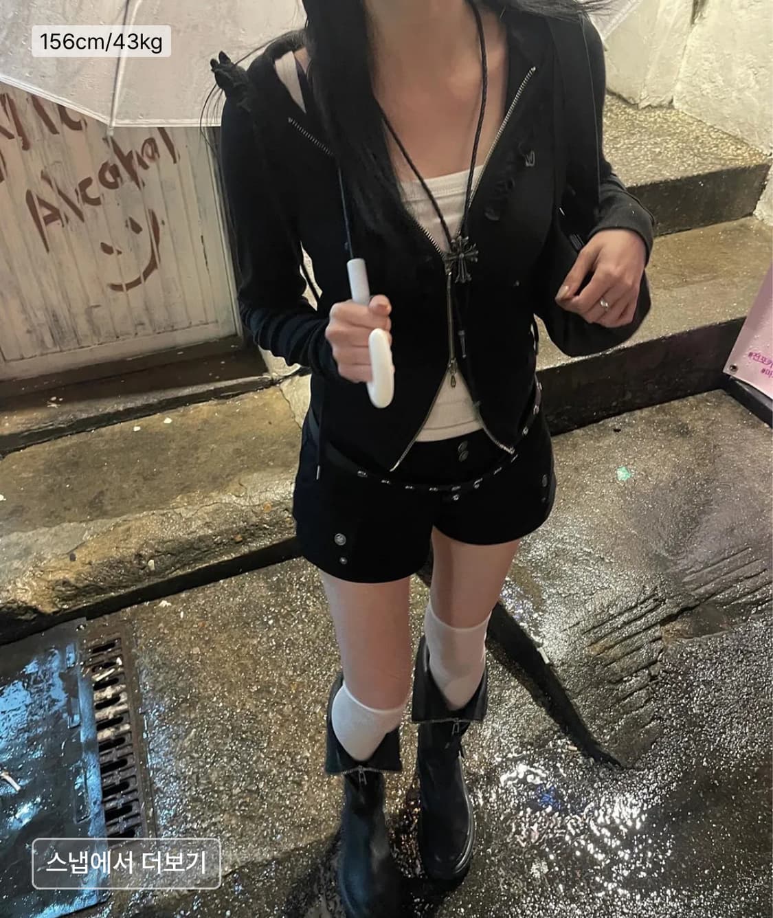 511비전 시티 프릴 집업 후디 블랙 상품이미지1