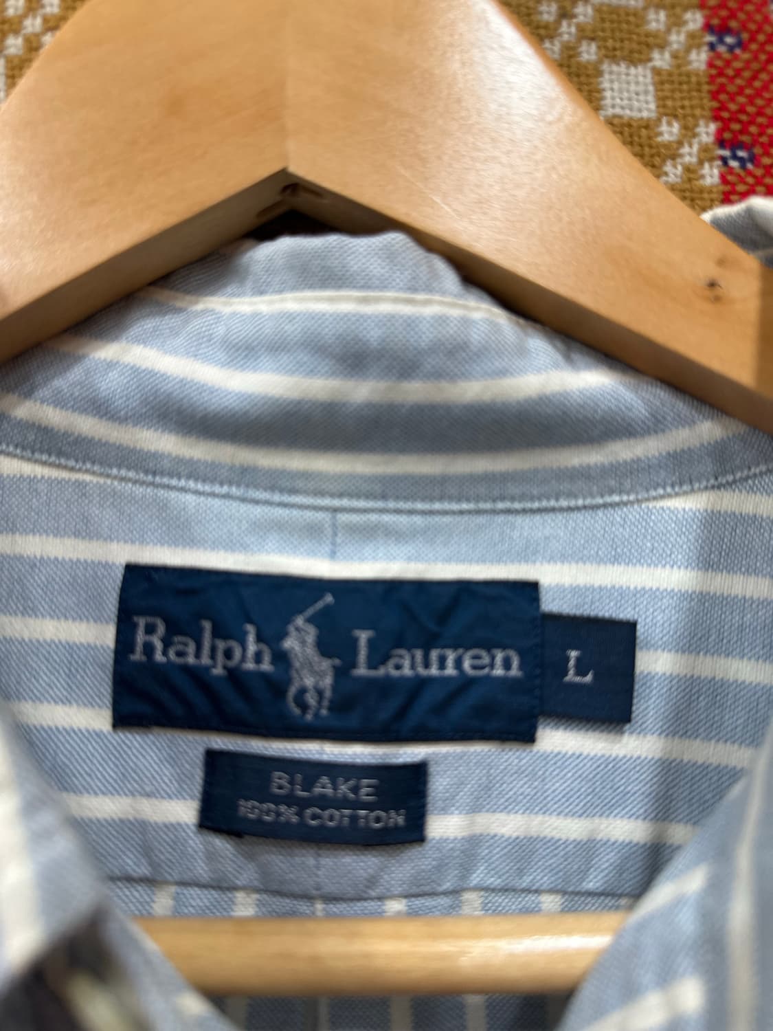 폴로 랄프로렌 스트라이프 스카이블루 옥스포드 셔츠 L 상품이미지4
