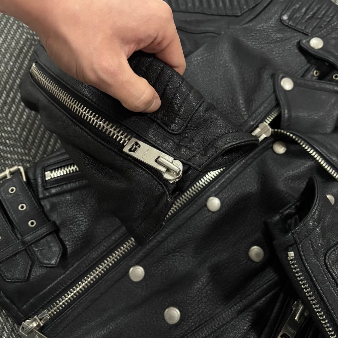 Quilting Lamb skin biker jacket 상품이미지7