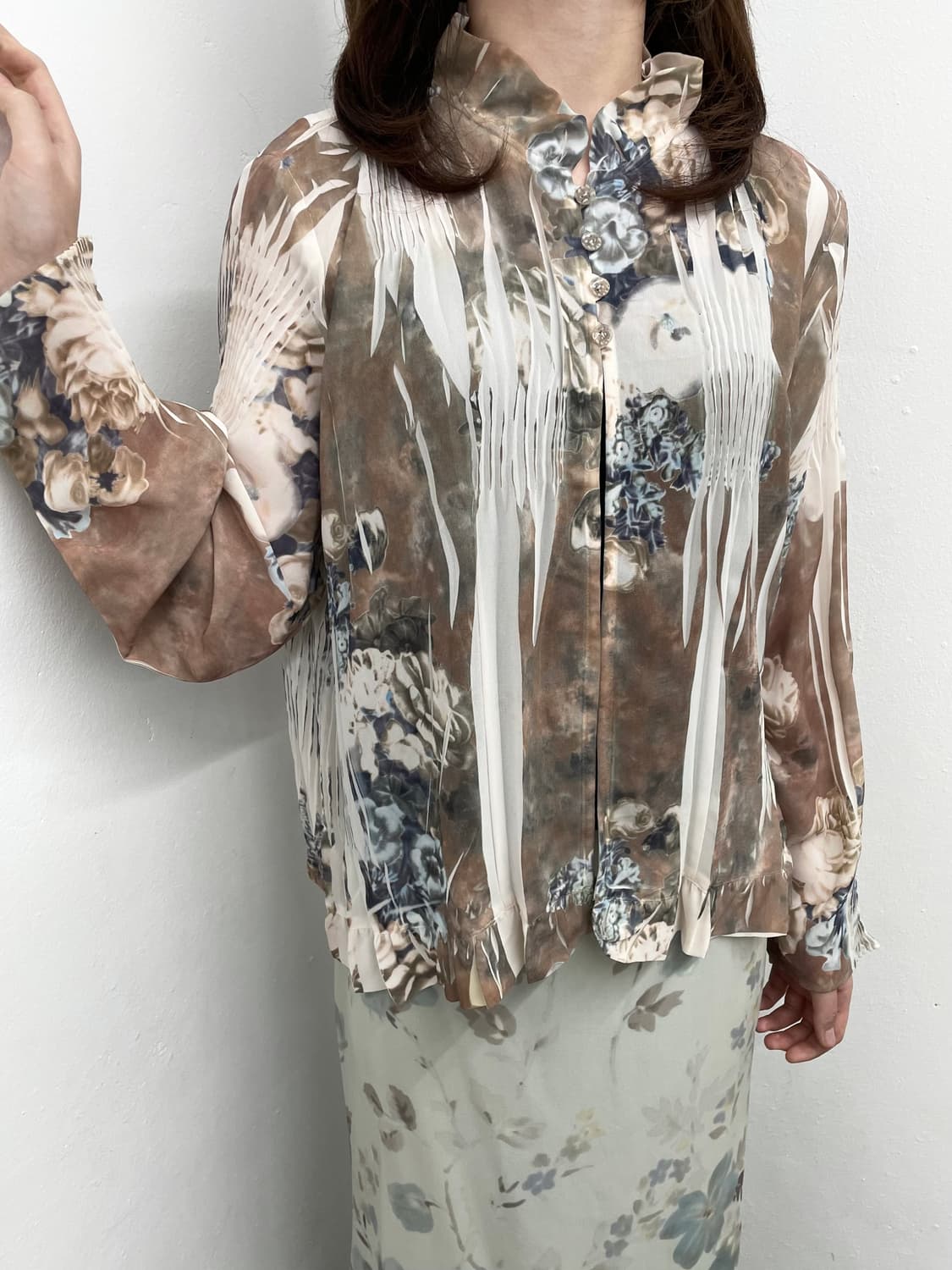 페어리 엔틱 플로럴 링클 블라우스 상품이미지3