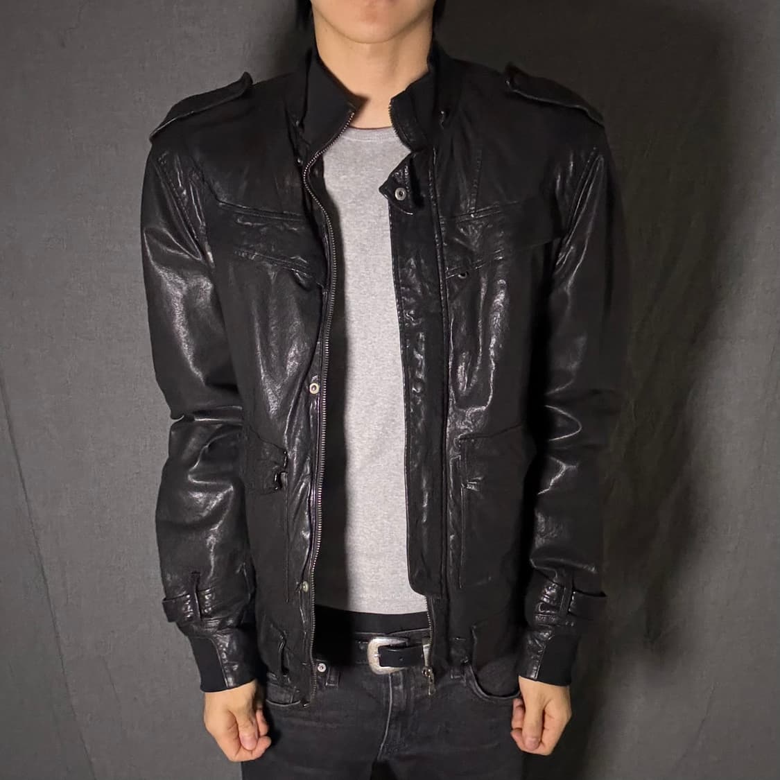 lamb skin pocket leather jacket 상품이미지3