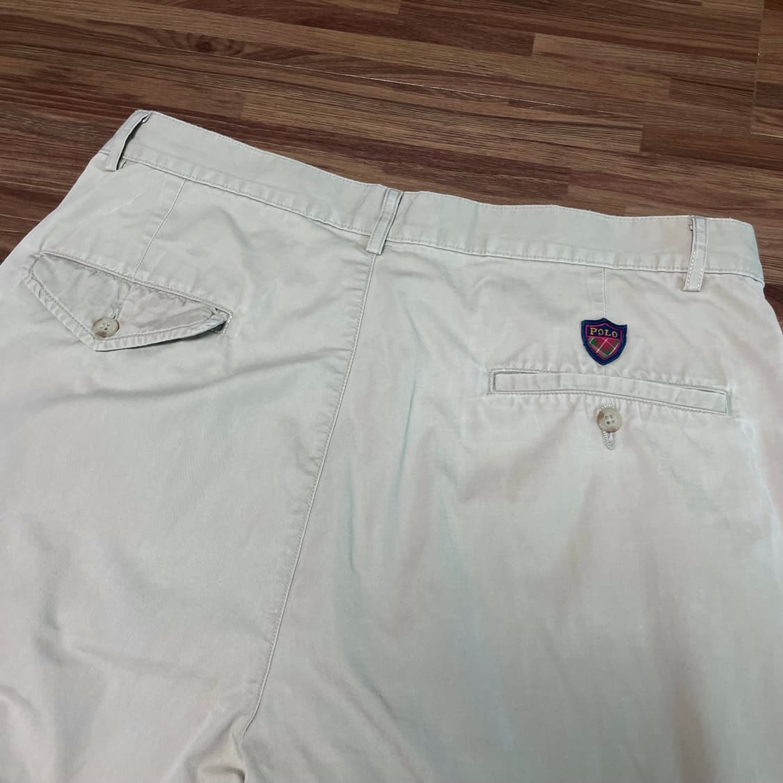 90s 미제 폴로 랄프로렌 투턱 아이보리 베이지 치노 팬츠 32 상품이미지7