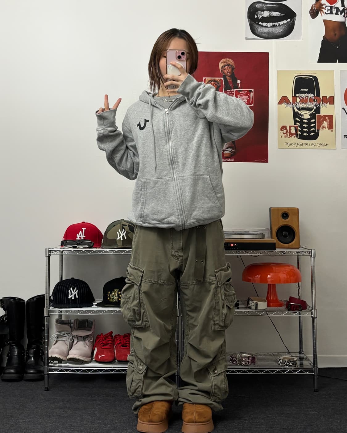 트루릴리젼 백로고 그레이 후드집업 상품이미지4