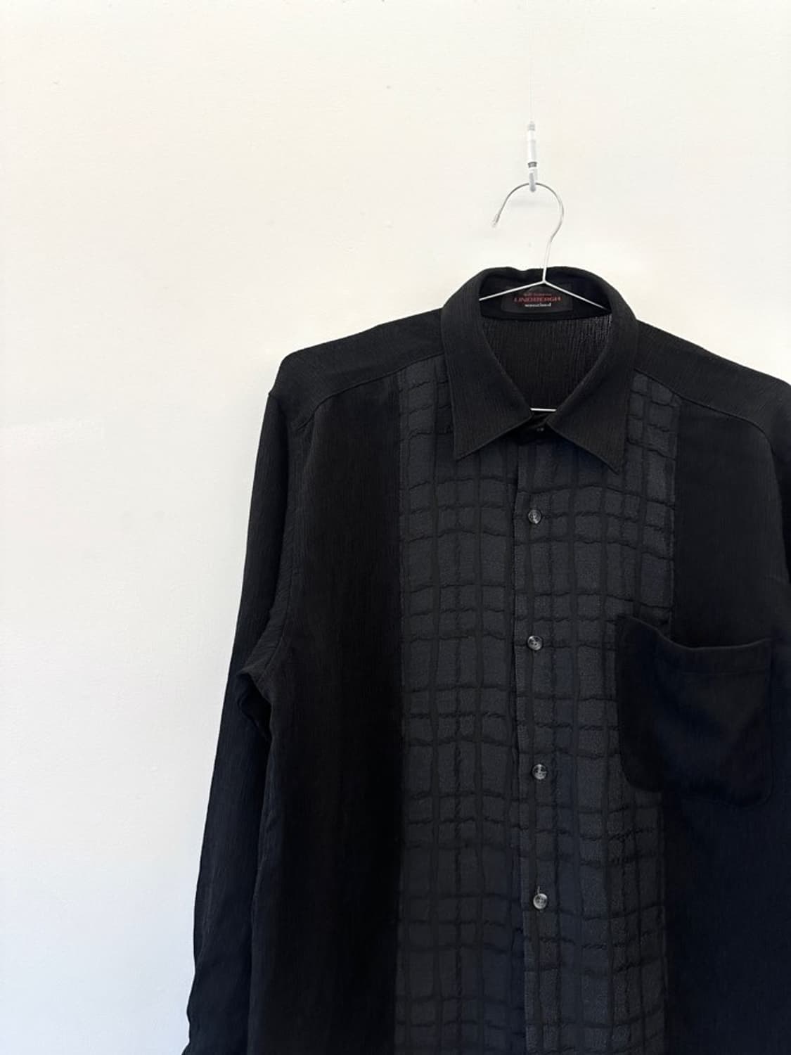 LINDBERGH grid pattern mix shirt / black 상품이미지5