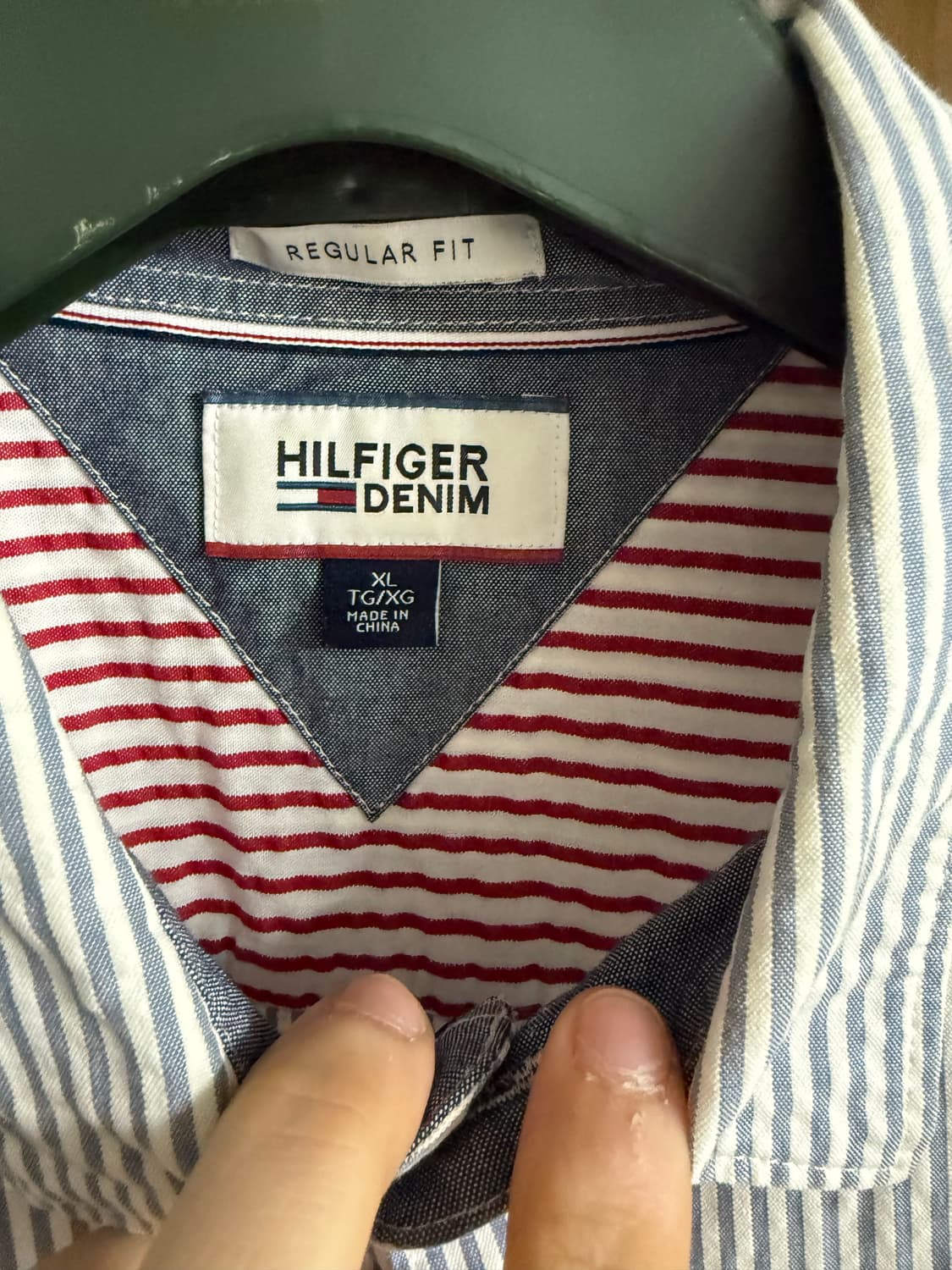 [XL] 타미힐피거 레귤러핏 스트라이프 시어서커 셔츠 블루 상품이미지1