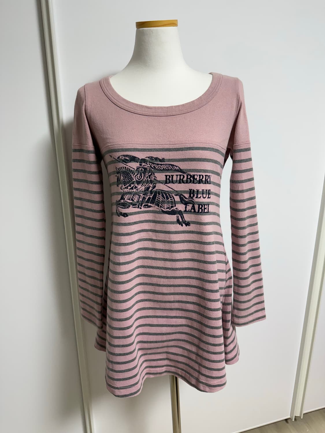 버버리 블루라벨 스트라이프 핑크 원피스 롱슬리브 상품이미지6