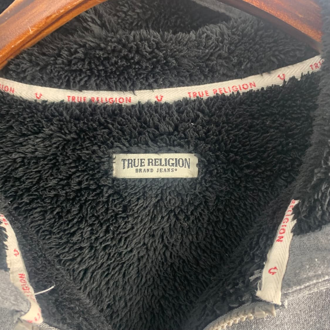 트루릴리전 자수로고 그레이 후드집업 상품이미지7