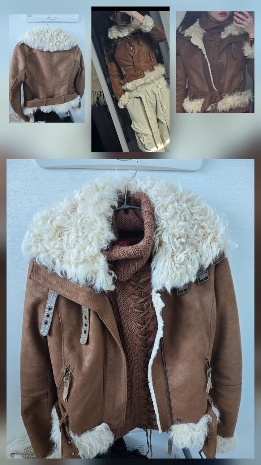 와걸 브라운 양털 무스탕 y2k 페어리 셋트 상품이미지2