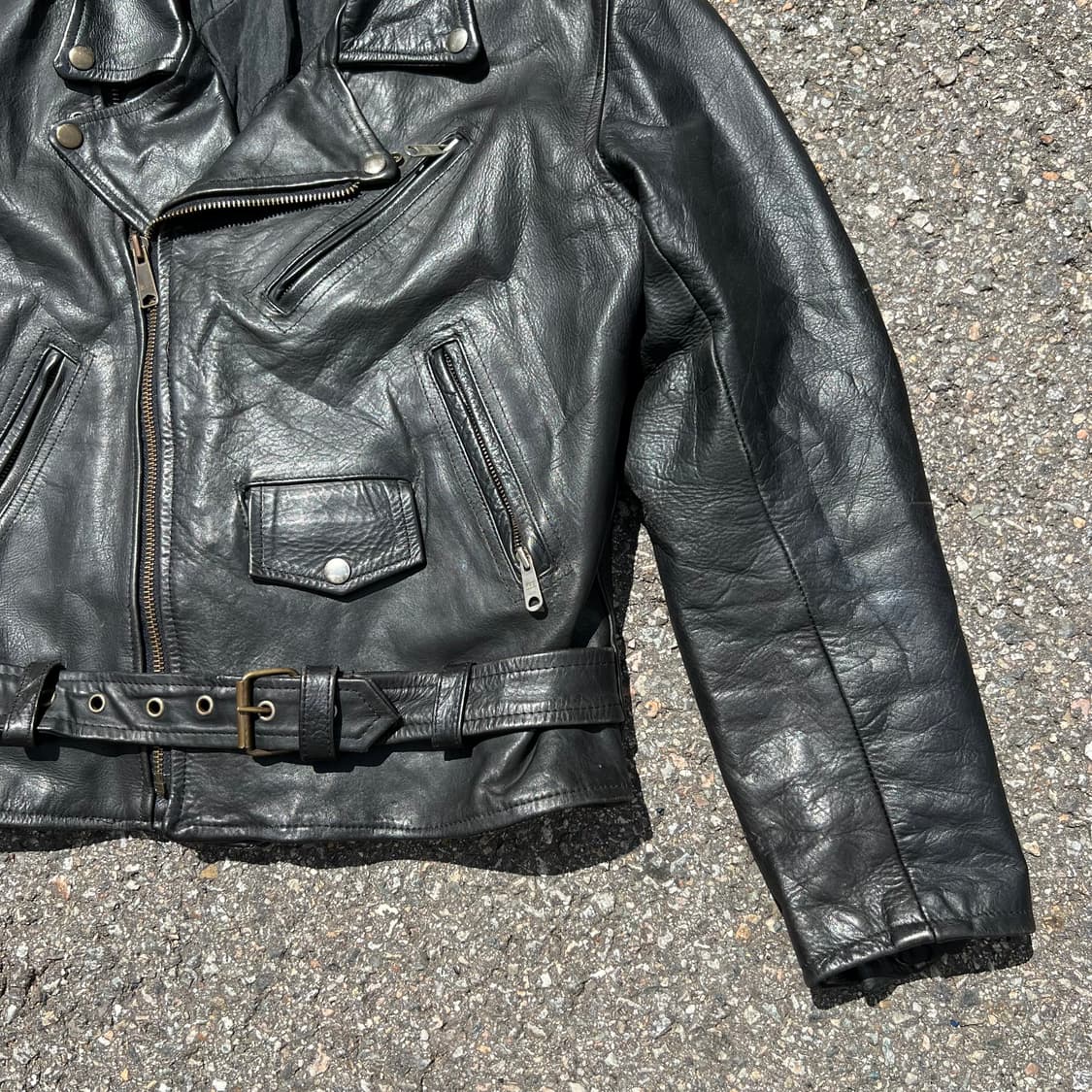 80s~90s Echtes Leder Double Rider Jacket 상품이미지5