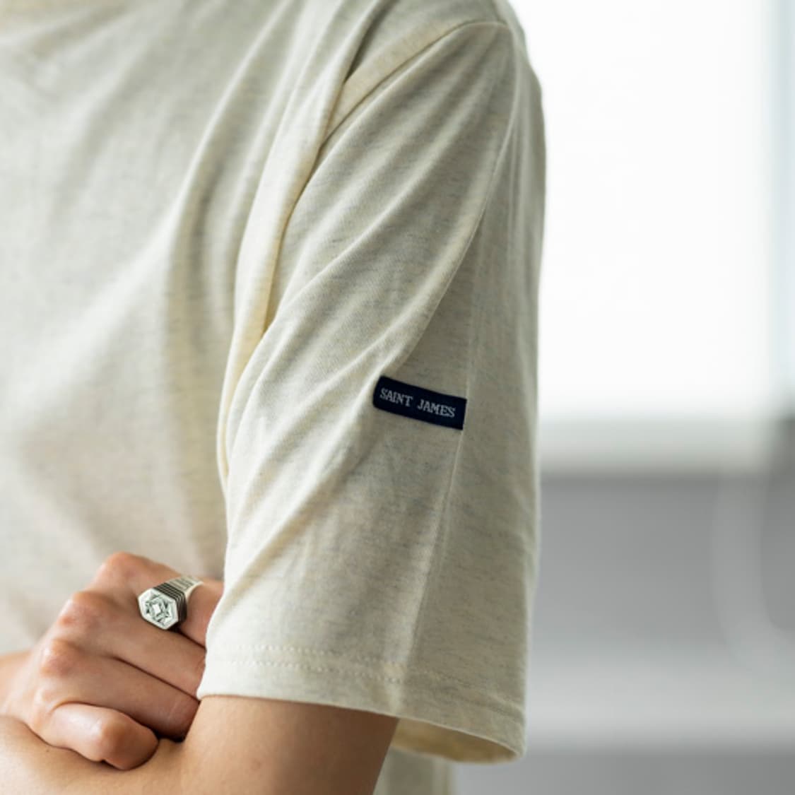 매장판 SAINT JAMES 세인트제임스 솔리드 에크루 티셔츠 T1 상품이미지1