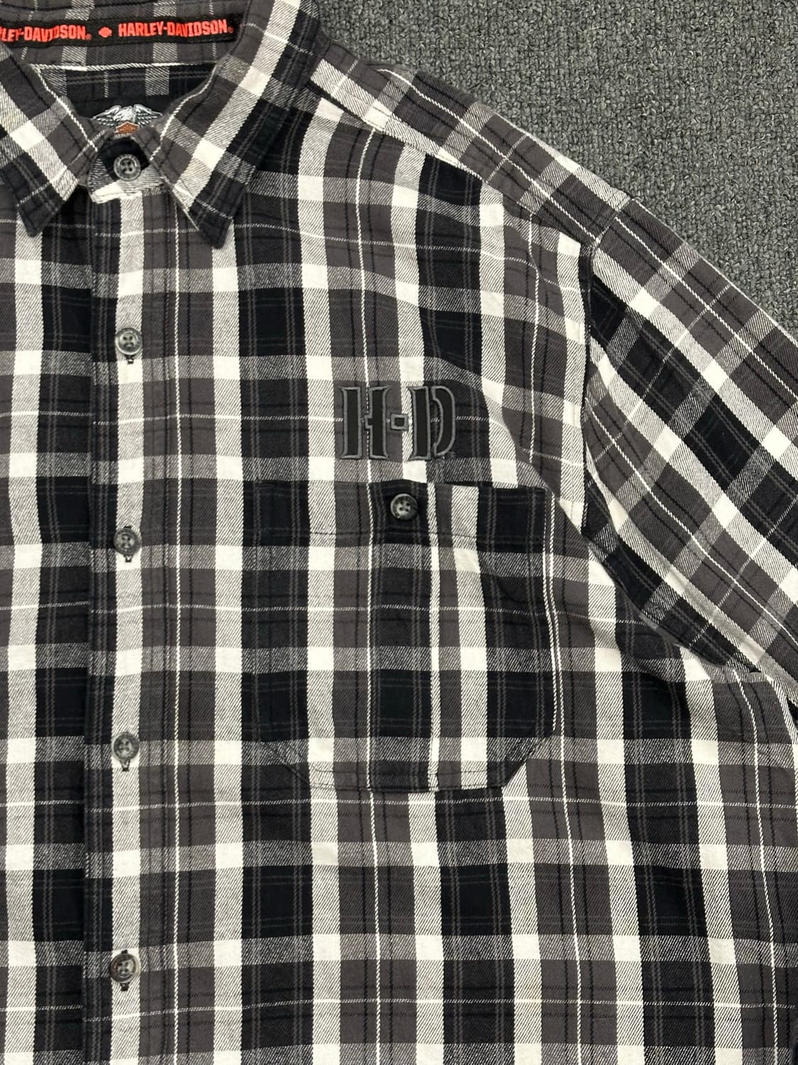 XL)할리데이비슨 vintage 블랙 깅엄 체크 긴팔셔츠 상품이미지2