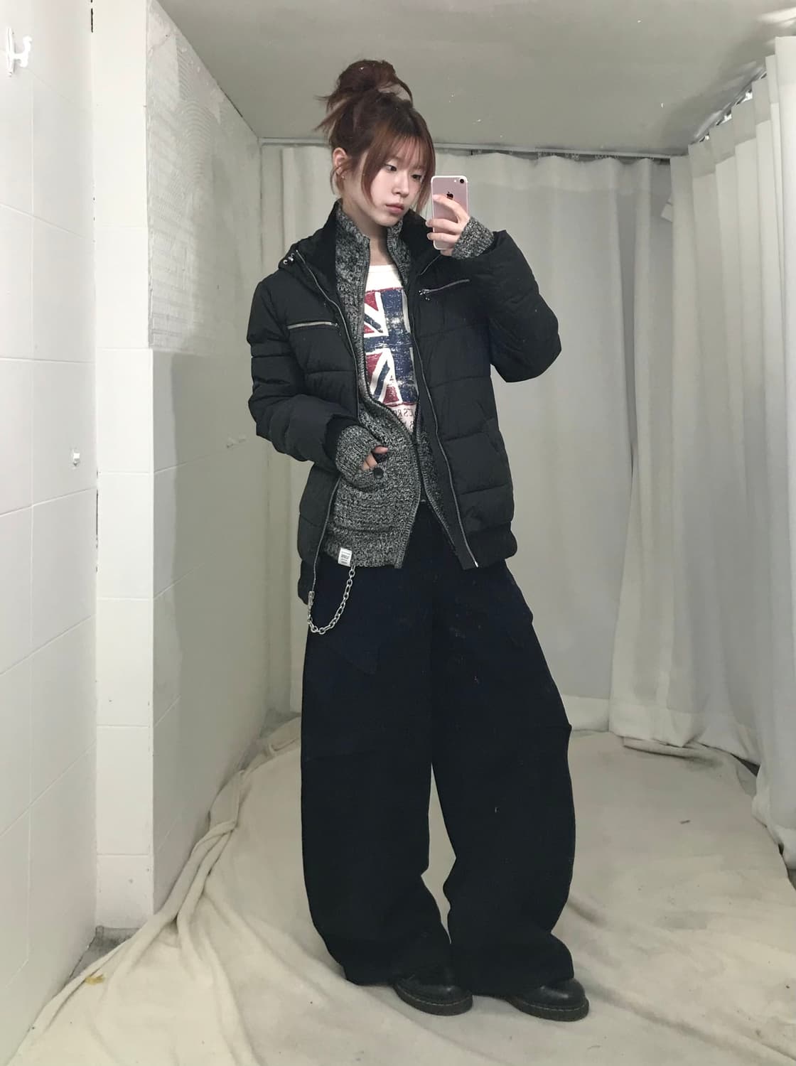 빈티지 펑크 유니언잭 블랙 앤 그레이 코디 세트 상품이미지1