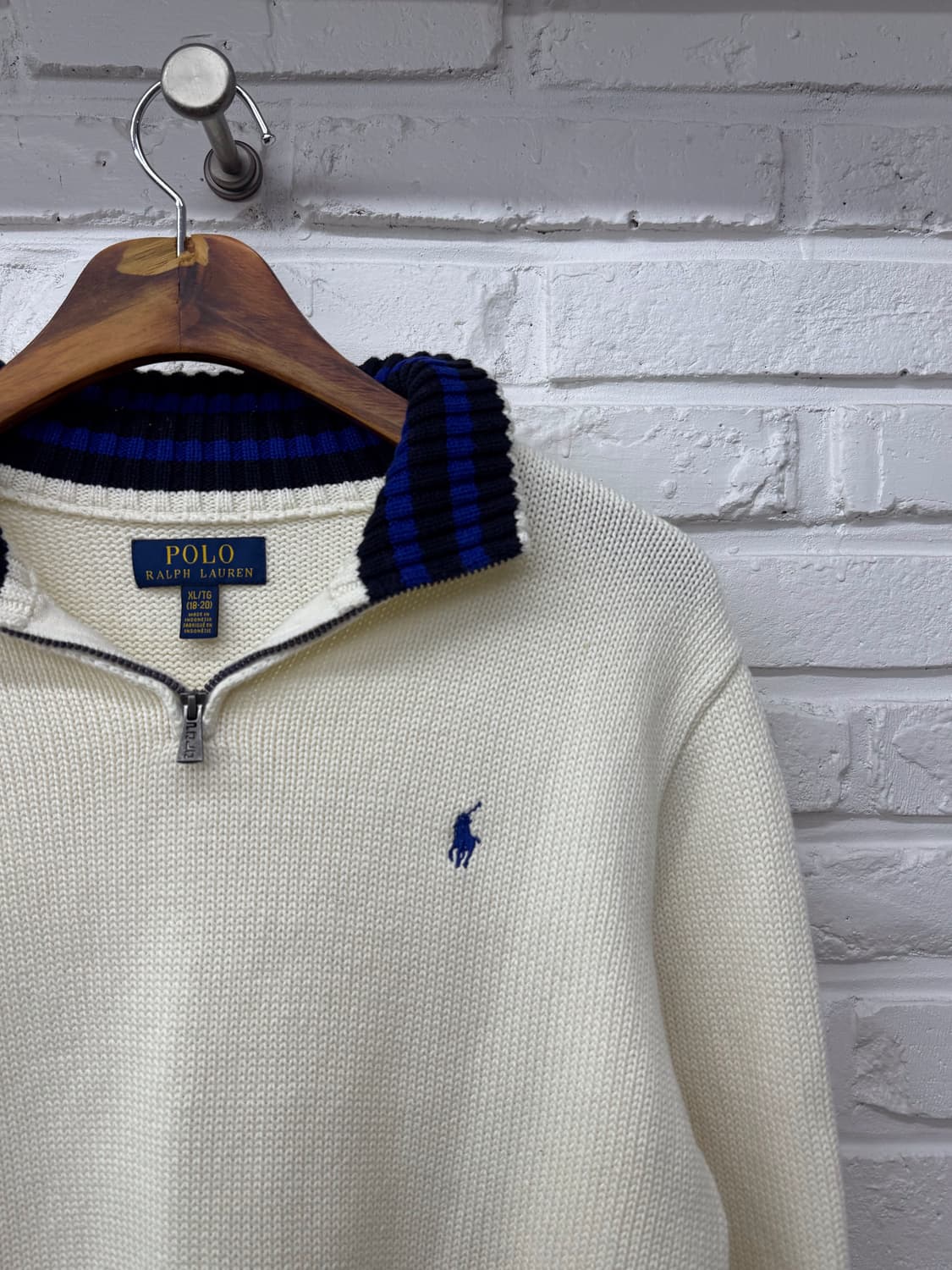 폴로 아이보리 반집업 니트 상품이미지4