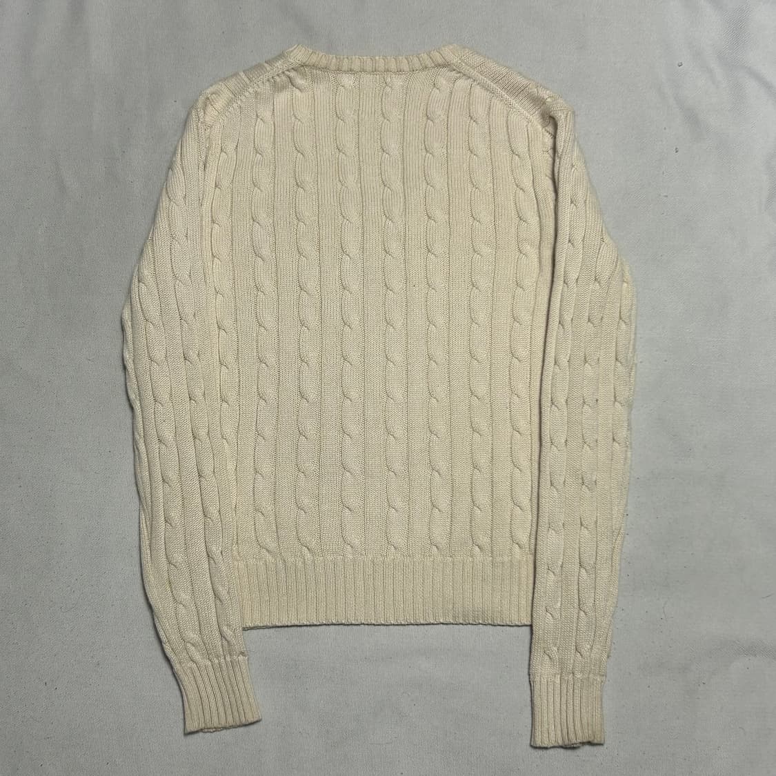 M 폴로랄프로렌 여성용 아이보리 케이블 브이넥 니트 상품이미지3