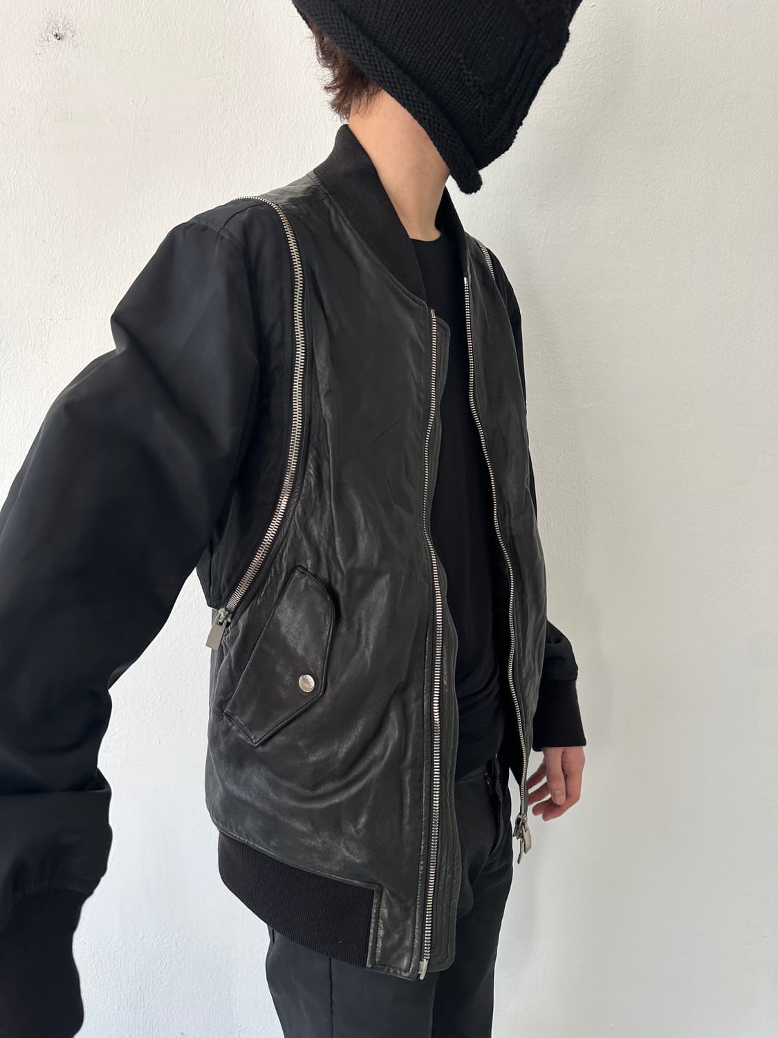 VTG 램스킨 레더 도킹 투웨이 봄버 상품이미지3