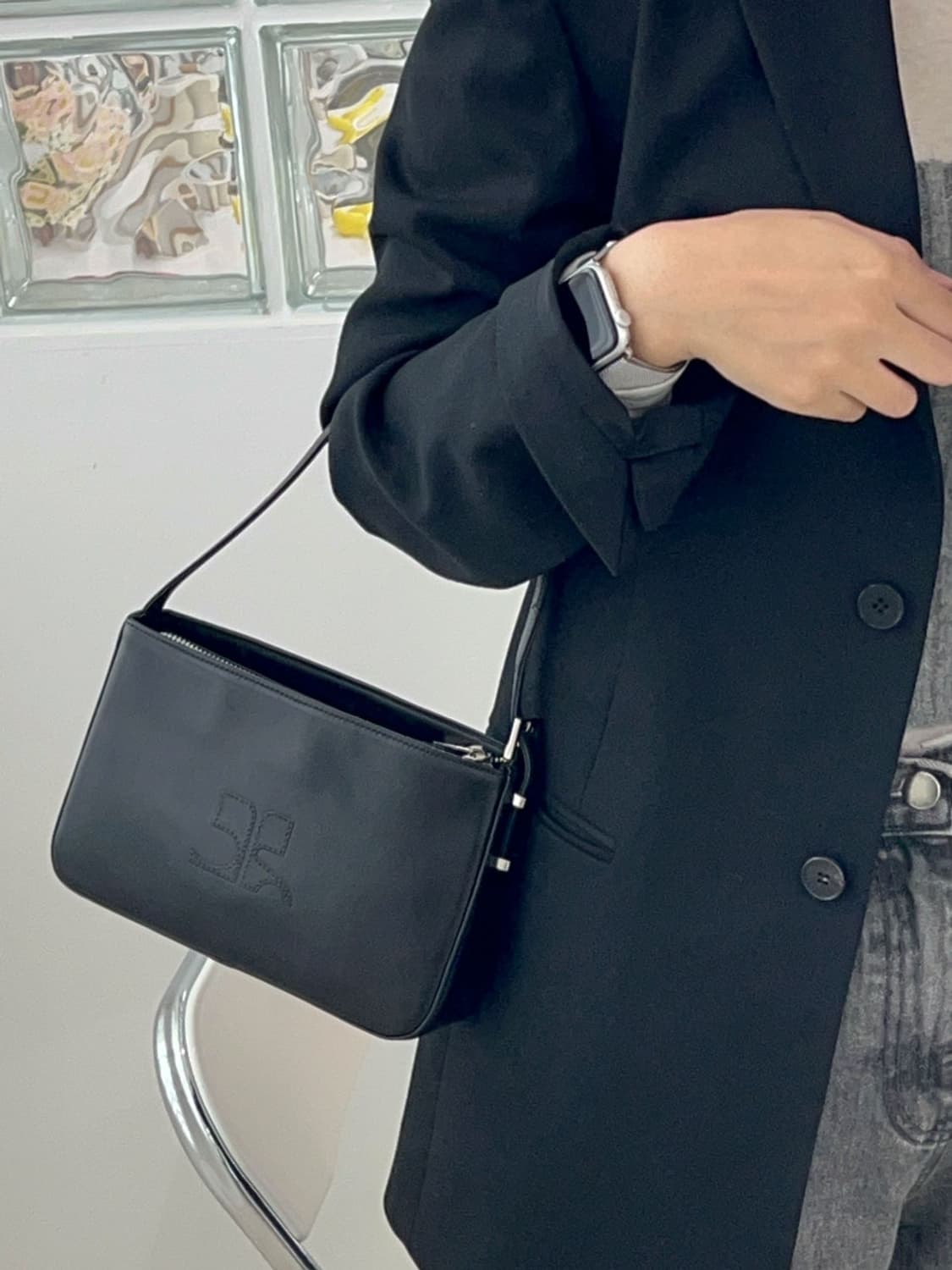  courreges / 꾸레쥬 블랙 스퀘어 숄더백 스몰 상품이미지9