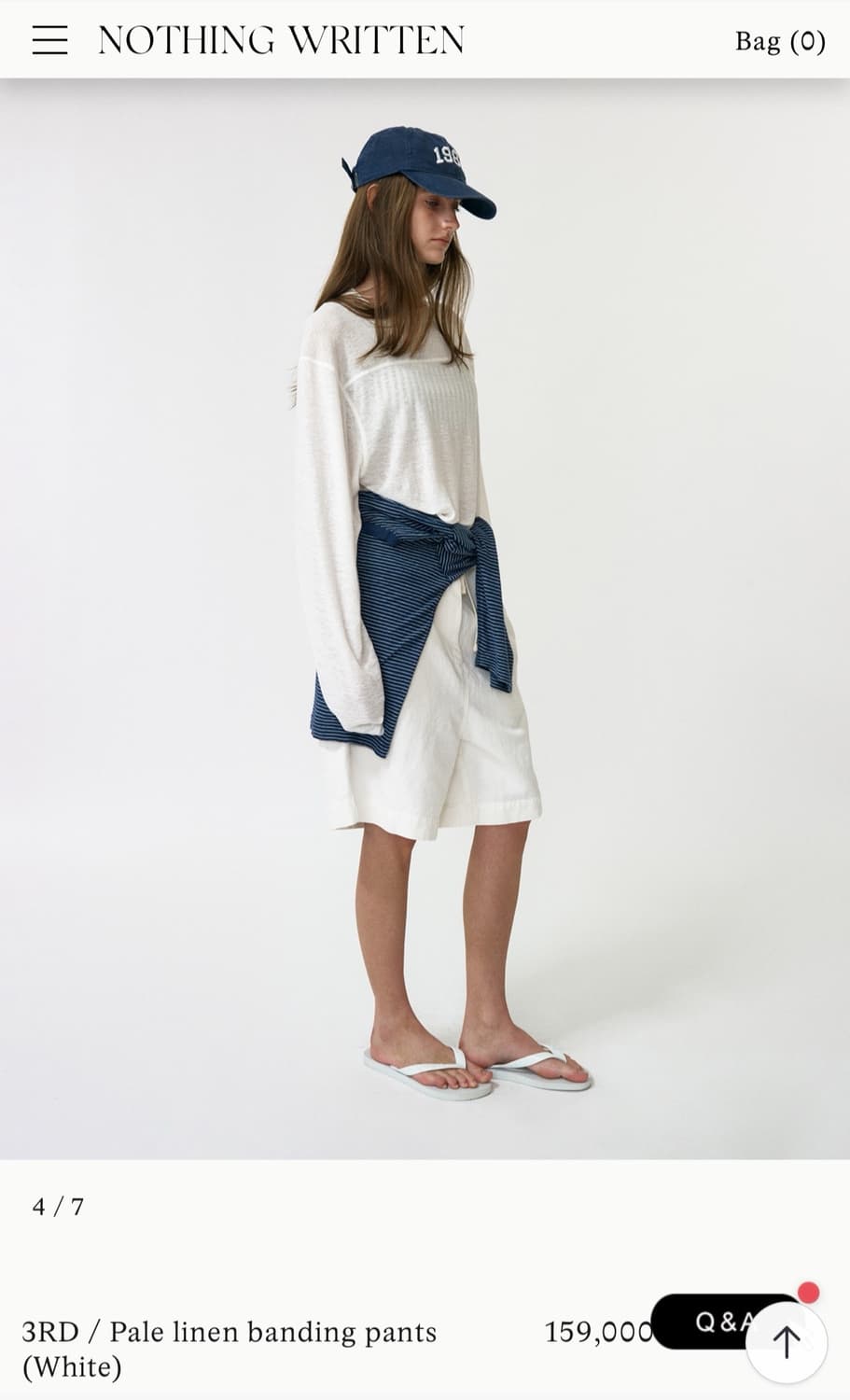 낫띵리튼 Pale linen banding pants white 상품이미지4