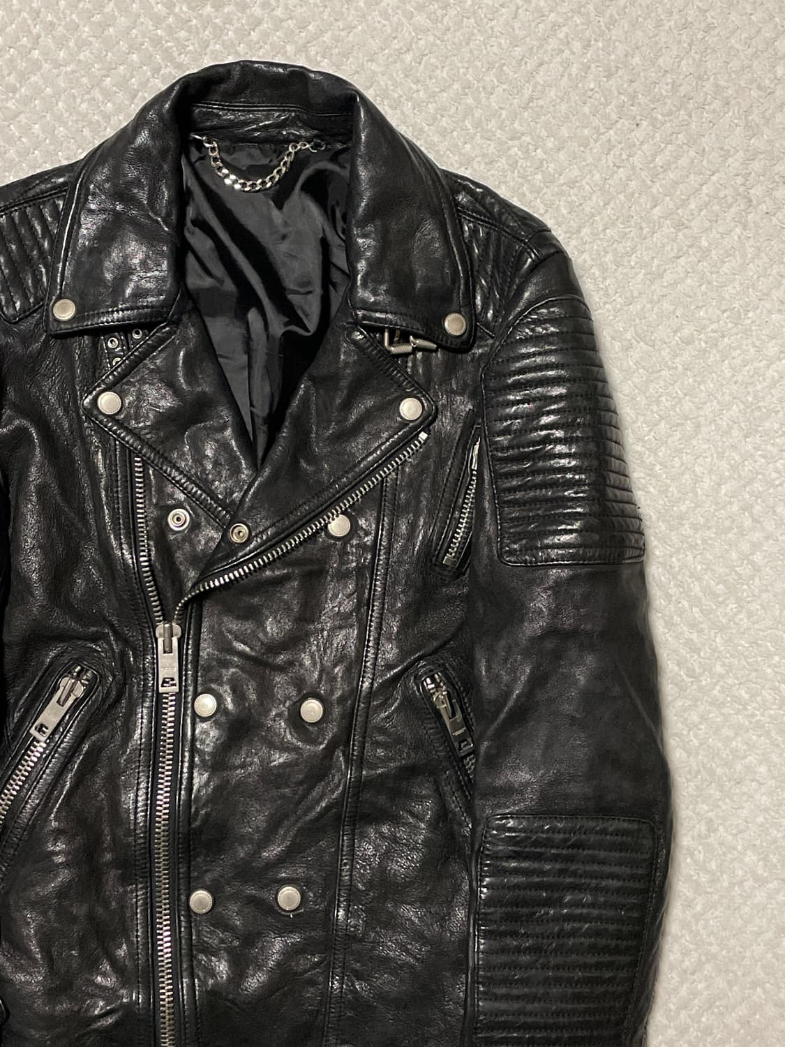 광희시장 웨스턴 무드 램스킨 양가죽 바이커 레더 자켓 상품이미지3