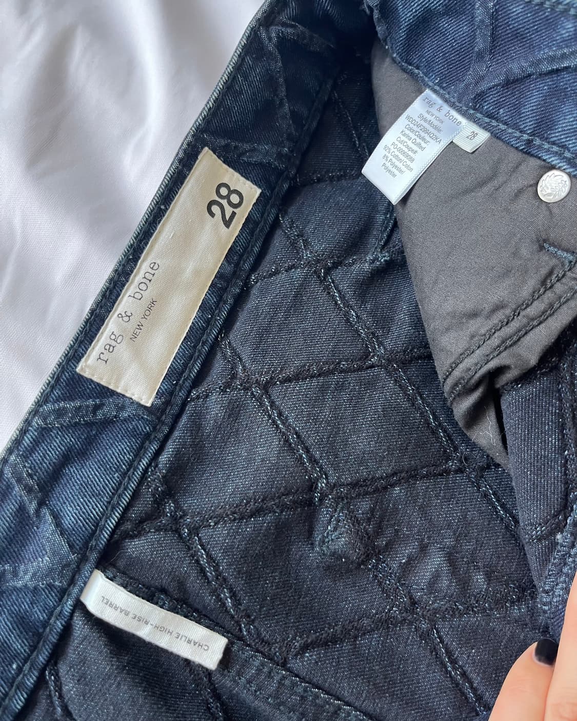 Rag&bone dark blue quilted wide leg jean 상품이미지4