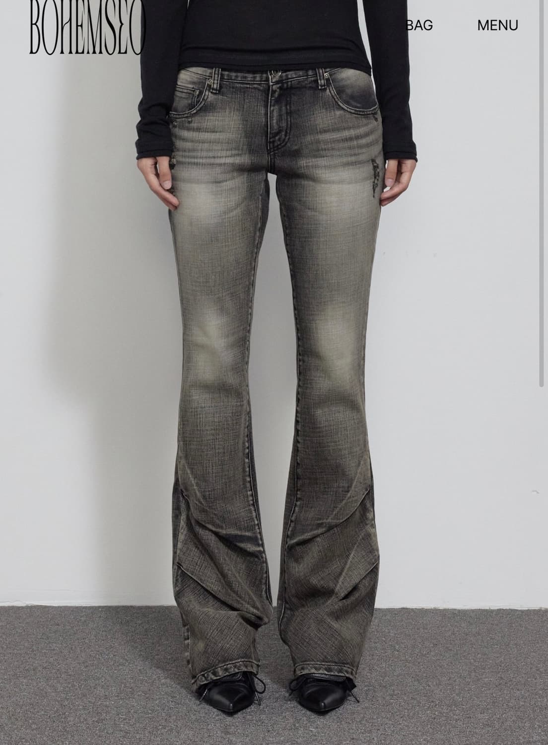 보헤미안서울 DAMAGE GRAY BOOTCUT, GRAY 상품이미지1
