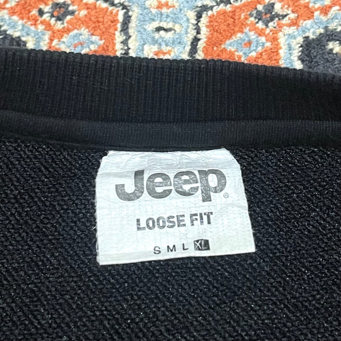 지프 자수 프린팅 블랙 루즈핏 맨투맨 남성2XL 상품이미지5