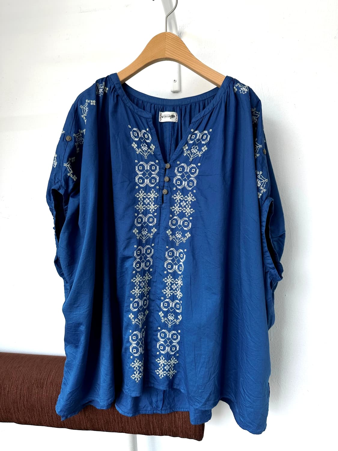 Light cotton stitch wide loose shirt 상품이미지2